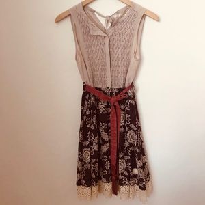 Sleeveless Odd Molly Button Up Belted Tunic Dress